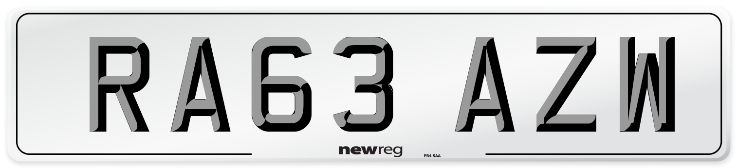 RA63 AZW Number Plate from New Reg